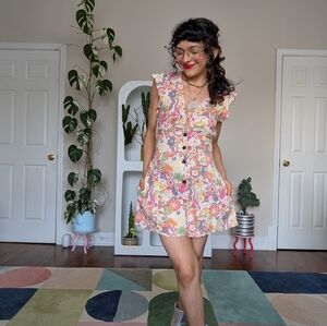 Marine Layer Camila floral romper in groovy print